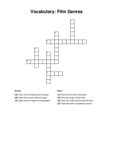 film genre crossword clue|Genre of film